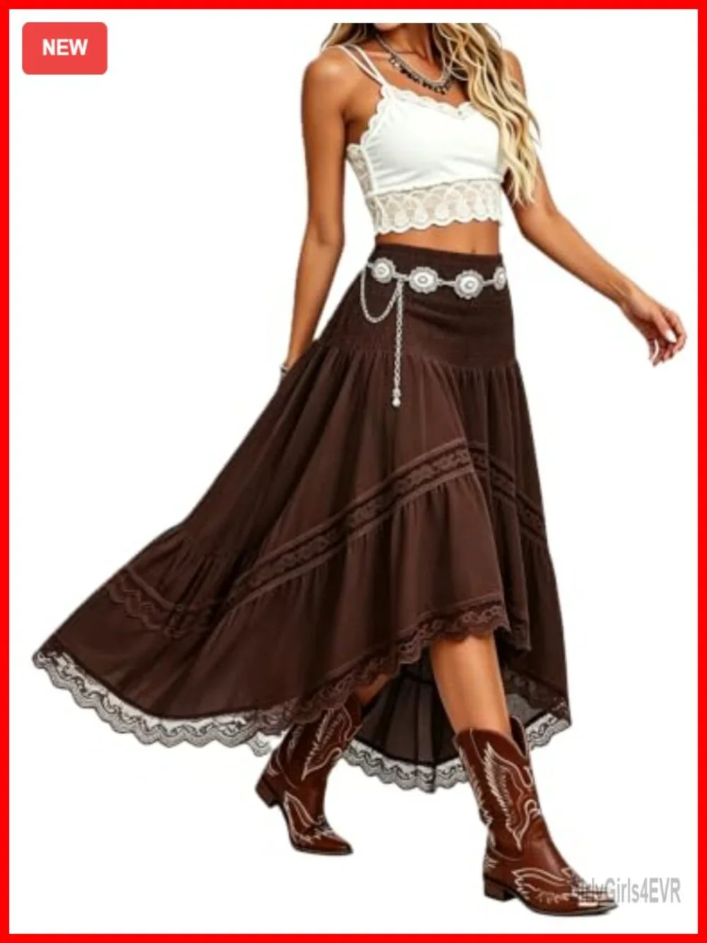 Women's Maxi Skirt Boho Elastic High Waist Flowy A Line Long Skirt